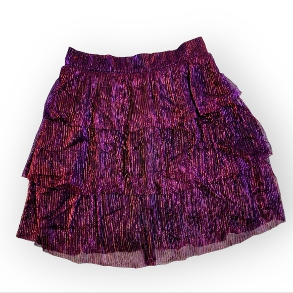 NEW Mink Pink Layered Ruffle Metallic Colorful Party Skirt Size XS - Picture 1 of 17